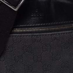Gucci Black GG Canvas and Leather Messenger Bag