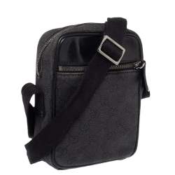 Gucci Black GG Canvas and Leather Messenger Bag