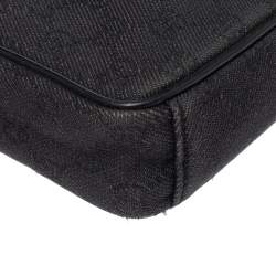 Gucci Black GG Canvas and Leather Messenger Bag
