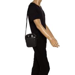 Gucci Black GG Canvas and Leather Messenger Bag