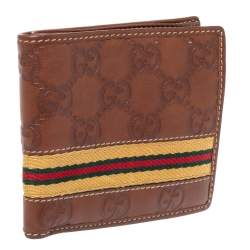 Gucci Brown Guccissima Leather Web Bifold Wallet