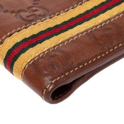 Gucci Brown Guccissima Leather Web Bifold Wallet