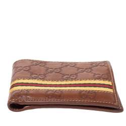 Gucci Brown Guccissima Leather Web Bifold Wallet