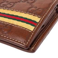 Gucci Brown Guccissima Leather Web Bifold Wallet