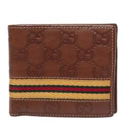 Gucci Brown Guccissima Leather Web Bifold Wallet