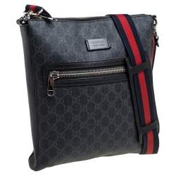 Gucci Black GG Supreme Canvas and Leather Messenger Bag