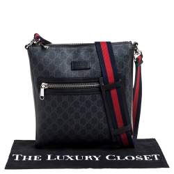 Gucci Black GG Supreme Canvas and Leather Messenger Bag