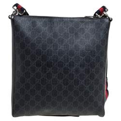 Gucci Black GG Supreme Canvas and Leather Messenger Bag