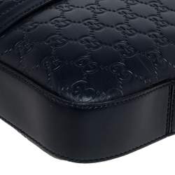Pre Owned Gucci Navy Blue Guccissima Leather Briefcase