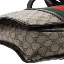 Pre Owned Gucci Beige/Brown GG Supreme Canvas and Leather Web Messenger Bag