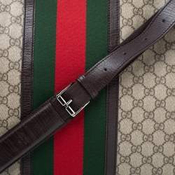 Pre Owned Gucci Beige/Brown GG Supreme Canvas and Leather Web Messenger Bag