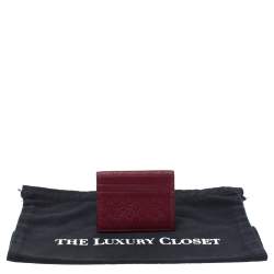 Pre Owned محفظة بطاقات غوتشي جلد مايكروغوتشيسيما عنابي ثنائية الطي