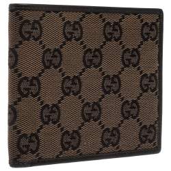 Gucci Black/Brown GG Canvas Bi-Fold Wallet