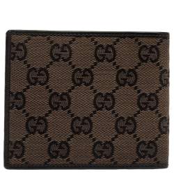 Gucci Black/Brown GG Canvas Bi-Fold Wallet