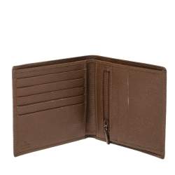 Gucci Brown Leather G Logo Bi Fold Wallet
