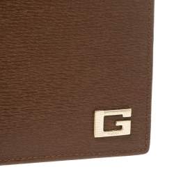 Gucci Brown Leather G Logo Bi Fold Wallet