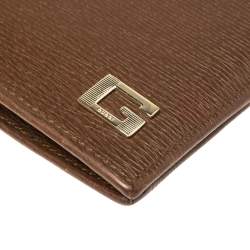Gucci Brown Leather G Logo Bi Fold Wallet