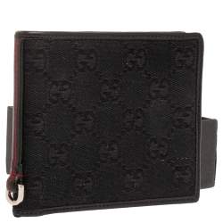 Gucci Black GG Canvas Web Bi-Fold Wallet