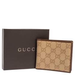 Gucci Beige/Brown GG Canvas and Leather Bi-fold Wallet