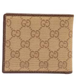 Gucci Beige/Brown GG Canvas and Leather Bi-fold Wallet