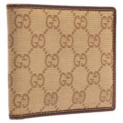 Gucci Beige/Brown GG Canvas and Leather Bi-fold Wallet