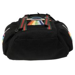 Gucci Black Mesh Fabric Hollywood Embroidered Backpack