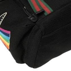 Gucci Black Mesh Fabric Hollywood Embroidered Backpack