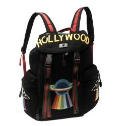 Gucci Black Mesh Fabric Hollywood Embroidered Backpack