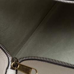 Gucci White Leather Logo Print Zip Pouch