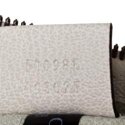 Gucci White Leather Logo Print Zip Pouch