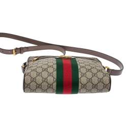 Gucci Brown/Beige GG Supreme Canvas and Leather Small Ophidia Messenger Bag