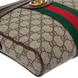 Gucci Brown/Beige GG Supreme Canvas and Leather Small Ophidia Messenger Bag