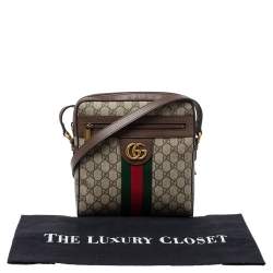 Gucci Brown/Beige GG Supreme Canvas and Leather Small Ophidia Messenger Bag