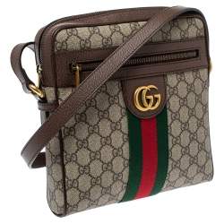 Gucci Brown/Beige GG Supreme Canvas and Leather Small Ophidia Messenger Bag