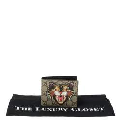 Gucci Beige GG Supreme Canvas Angry Cat Bifold Wallet