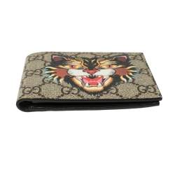Gucci Beige GG Supreme Canvas Angry Cat Bifold Wallet