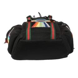 Gucci Black Mesh Fabric Hollywood Embroidered Backpack