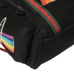 Gucci Black Mesh Fabric Hollywood Embroidered Backpack