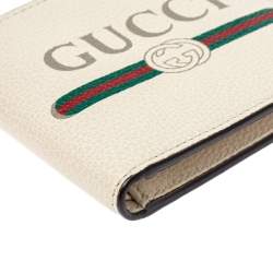 Gucci Off White Leather Logo Bifold Wallet 