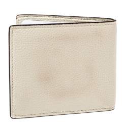 Gucci Off White Leather Logo Bifold Wallet 