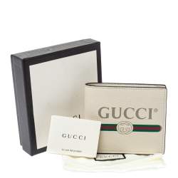 Gucci Off White Leather Logo Bifold Wallet 