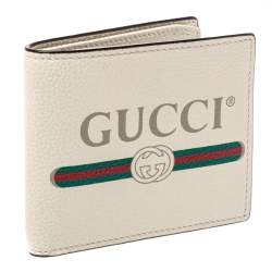Gucci Off White Leather Logo Bifold Wallet 