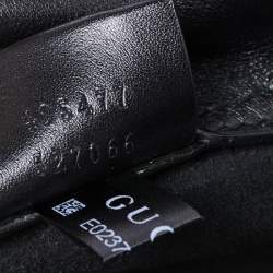 Pre Owned Gucci Black Soft Grain Leather Logo Drawstring Backpack