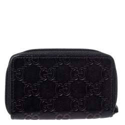 مملوكة مسبقًا Gucci Black Guccissima Leather Coin Purse