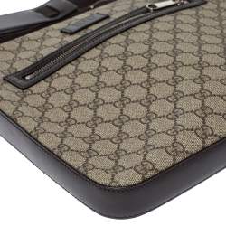 Pre Owned Gucci Ebony/Beige GG Supreme Canvas and Leather Messenger Bag