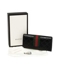 Gucci Black Guccissima Leather Web Wallet