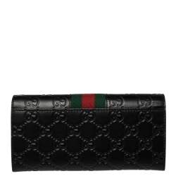 Gucci Black Guccissima Leather Web Wallet