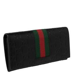 Gucci Black Guccissima Leather Web Wallet
