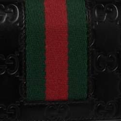 Gucci Black Guccissima Leather Web Wallet