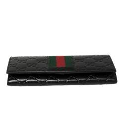 Gucci Black Guccissima Leather Web Wallet